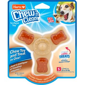 Hartz Chew ‘n Clean Chew Chicken Flavored Tri-Point Dog Treat & Chew Toy, Small