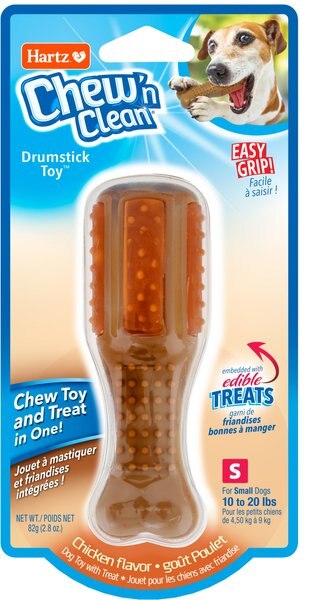 Hartz Chew ‘n Clean Chicken Flavored Drumstick Dog Treat & Chew Toy, Small slide 1 of 6
