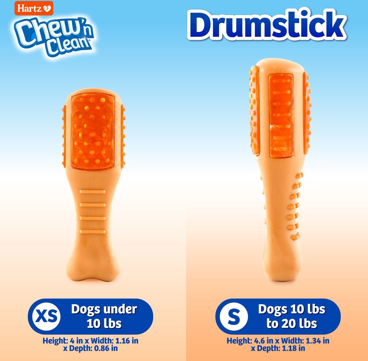 HARTZ Chew 'n Clean Chicken Flavored Drumstick Dog Treat & Chew Toy