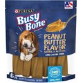 Busy Bone, Long-Lasting Peanut Butter Flavor Small/Medium Dog Treats, 6 count pouch