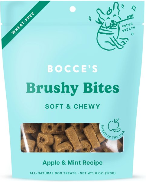 Bocce's Bakery Dailies Brushy Bites Apple + Mint Recipe Dog Treats, 6-oz pouch slide 1 of 2