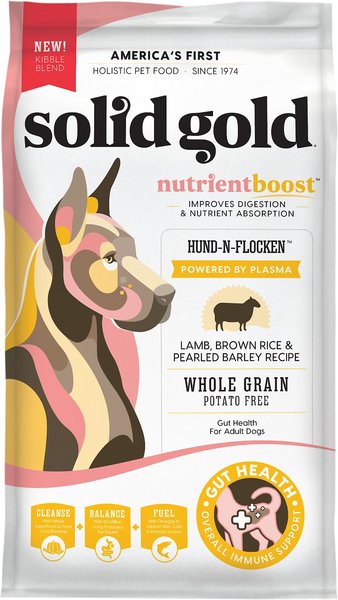 Solid Gold NutrientBoost Hund-N-Flocken Lamb, Brown Rice & Pearled Barley Recipe Adult Dry Dog Food, 24-lb bag slide 1 of 8