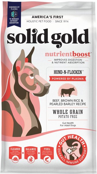Solid Gold NutrientBoost Hund-N-Flocken Beef, Brown Rice & Pearled Barley Recipe Adult Dry Dog Food, 4-lb bag slide 1 of 8
