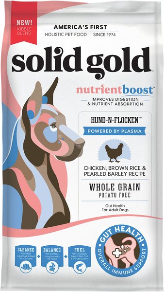 Solid Gold NutrientBoost Hund-N-Flocken Chicken, Brown Rice & Pearly Barley Recipe Adult Dry Dog Food, 24-lb bag slide 1 of 8