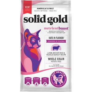 Solid Gold NutrientBoost Katz-N-Flocken Lamb, Brown Rice & Pearled Barley Recipe Dry Cat Food, 4-lb bag