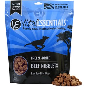 Vital Essentials Beef Nibblets Grain-Free Freeze-Dried Dog Food, 1-lb bag