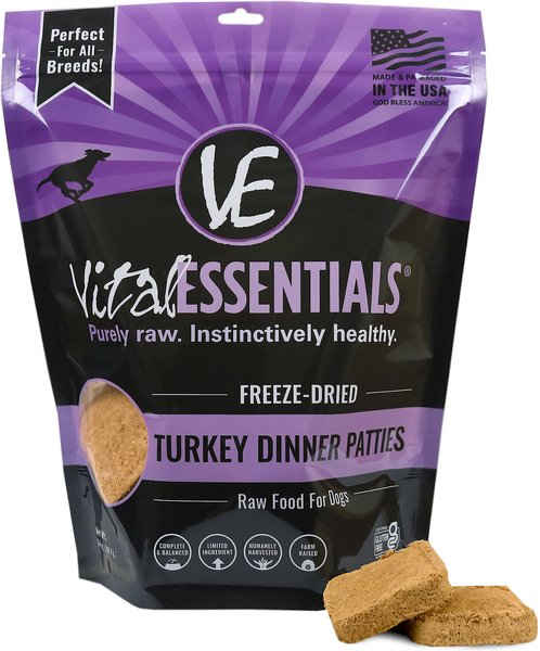Vital Essentials Turkey Dinner Patties Grain-Free Freeze-Dried Raw Dog Food, 14-oz bag slide 1 of 4