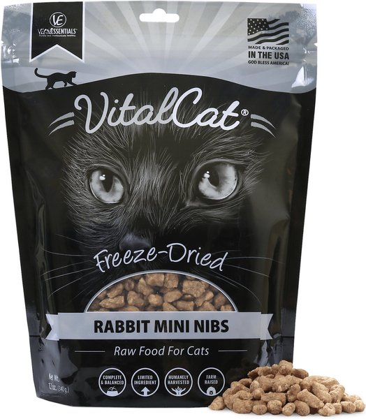 Vital Essentials Rabbit Mini Nibs Freeze-Dried Cat Food, 12-oz bag slide 1 of 6