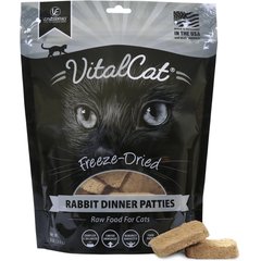 Vital Essentials Rabbit Dinner Patties Grain-Free Limited Ingredient Freeze-Dried Cat Food, 8-oz bag