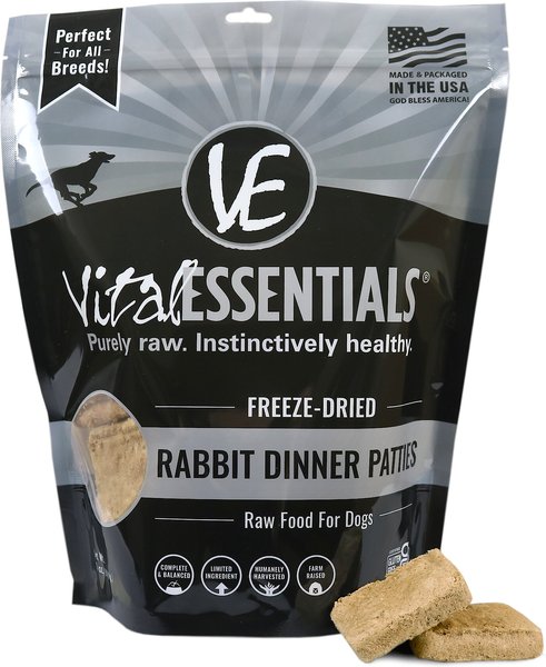 Vital Essentials Rabbit Dinner Patties Grain-Free Freeze-Dried Dog Food, 14-oz bag slide 1 of 4
