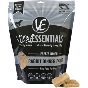 Vital Essentials Rabbit Dinner Patties Grain-Free Freeze-Dried Dog Food, 14-oz bag