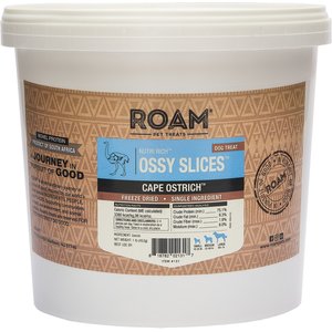 Roam Ossy Slices Cape Ostrich Freeze-Dried Dog Treats, 1-lb tub