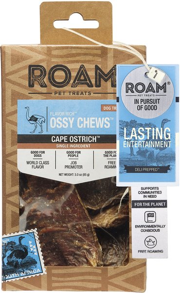 Roam Ossy Chews Cape Ostrich Dog Treats, 3-oz pouch slide 1 of 7