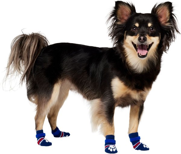 FRISCO Non-Skid Navy Dog Socks, Red & White Stripe, Size 1 