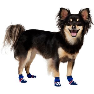 Frisco Non-Skid Navy Dog Socks, Red & White Stripe, Size 1