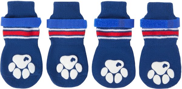 Frisco Non-Skid Navy Dog Socks, Red & White Stripe, Size 7 slide 1 of 6