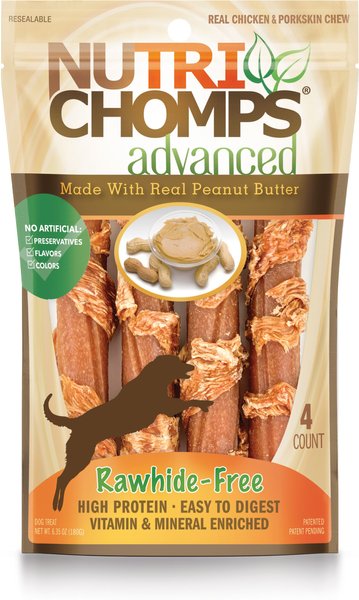 Nutri Chomps Advanced Twists Peanut Butter Flavor Dog Treats, 4 count slide 1 of 9