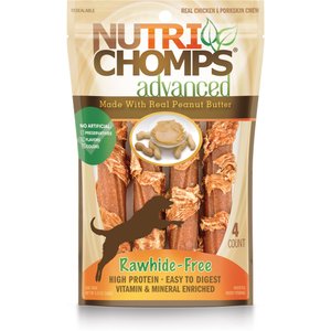 Nutri Chomps Advanced Twists Peanut Butter Flavor Dog Treats, 4 count