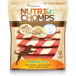 Nutri Chomps Twists Chicken, Peanut Butter & Milk Flavor Variety Pack Dog Treats, 12 count
