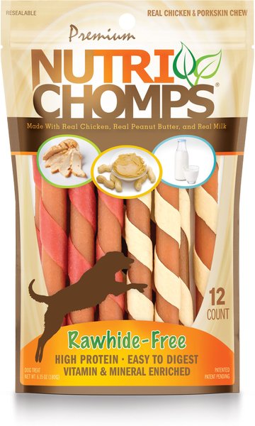 Nutri Chomps Mini Twists Chicken, Peanut Butter & Milk Flavor Variety Pack Dog Treats, 12 count slide 1 of 8