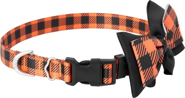 Frisco Halloween Plaid Dog Collar with Bow, X-Small slide 1 of 7