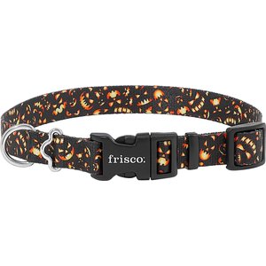Frisco Scary Pumpkins Dog Collar, X-Small: 8 to 12-in neck, 5/8-in wide
