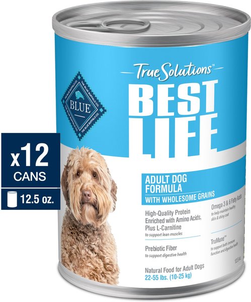 Blue Buffalo True Solutions Best Life Wholesome Grains Medium Breed Adult Wet Dog Food 12.5 oz can case of 12