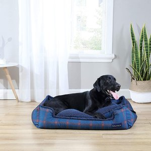 Nautica Pet Plaid Dog Bed, Navy & Red, Small