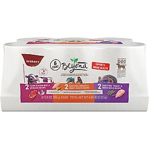 Purina Beyond Beef, Chicken & Turkey Recipes Variety Pack Grain-Free Wet Dog Food, 12.5-oz can, case of 12