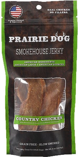 Prairie Dog Smokehouse Jerky Country Chicken Dog Treats, 4-oz bag slide 1 of 4