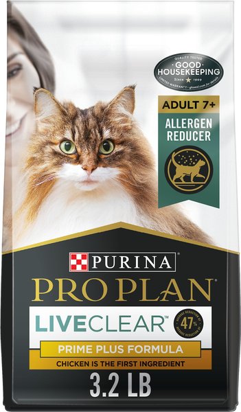 Purina Pro Plan LIVECLEAR Adult 7+ Prime Plus Longer Life Formula Dry Cat Food, 3.2-lb bag slide 1 of 10