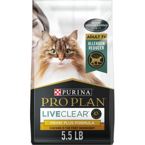 Purina Pro Plan LIVECLEAR Adult 7+ Prime Plus Longer Life Formula Dry Cat Food, 5.5-lb bag