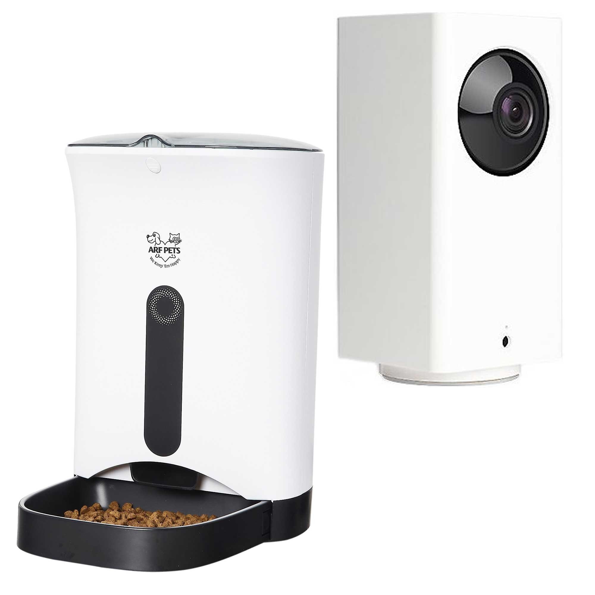 Arf Pets Automatic Dog & Cat Feeder, White, 18cup & Wyze Pan Pet Camera Customer Questions