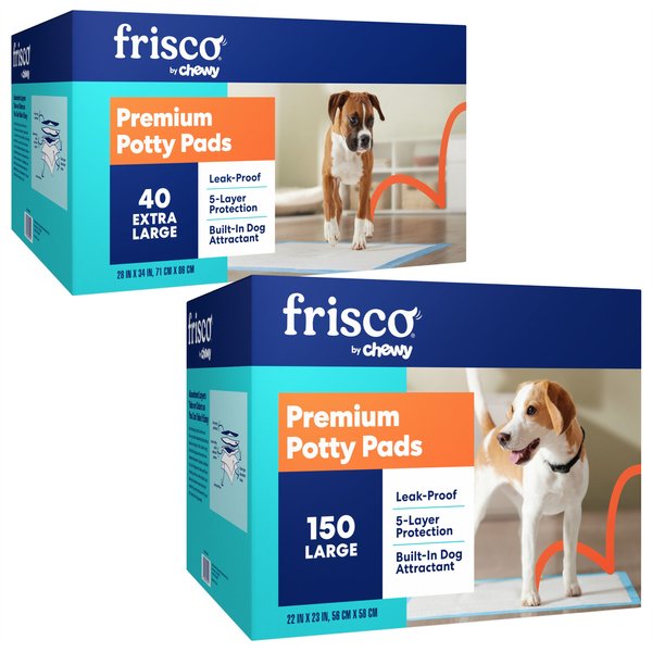 Frisco Training & Potty Pads, 22-in x 23-in, 150 count, + Extra Large, 28-in x 34-in, 40 count slide 1 of 9