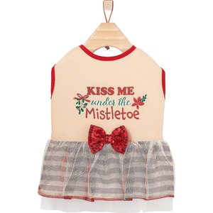 Frisco Kiss Me Under the Mistletoe Dog & Cat Dress, X-Small