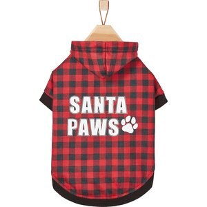 Frisco Plaid Santa Paws Dog & Cat Hoodie, X-Small