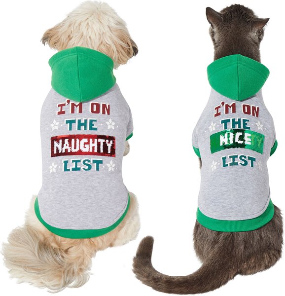 Frisco Flip Sequin Naughty/Nice List Dog & Cat Hoodie, 1 count, Small slide 1 of 10