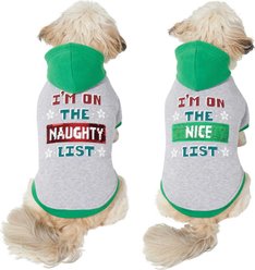 Frisco Flip Sequin Naughty/Nice List Dog & Cat Hoodie, 1 count, XX-Large