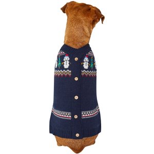 Frisco Jolly Snowman Dog & Cat Faux Cardigan Sweater, Large