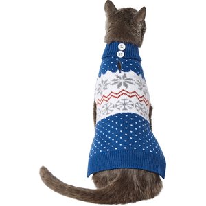 Frisco Blue Snowflake Dog & Cat Chenille-Blend Sweater, X-Small