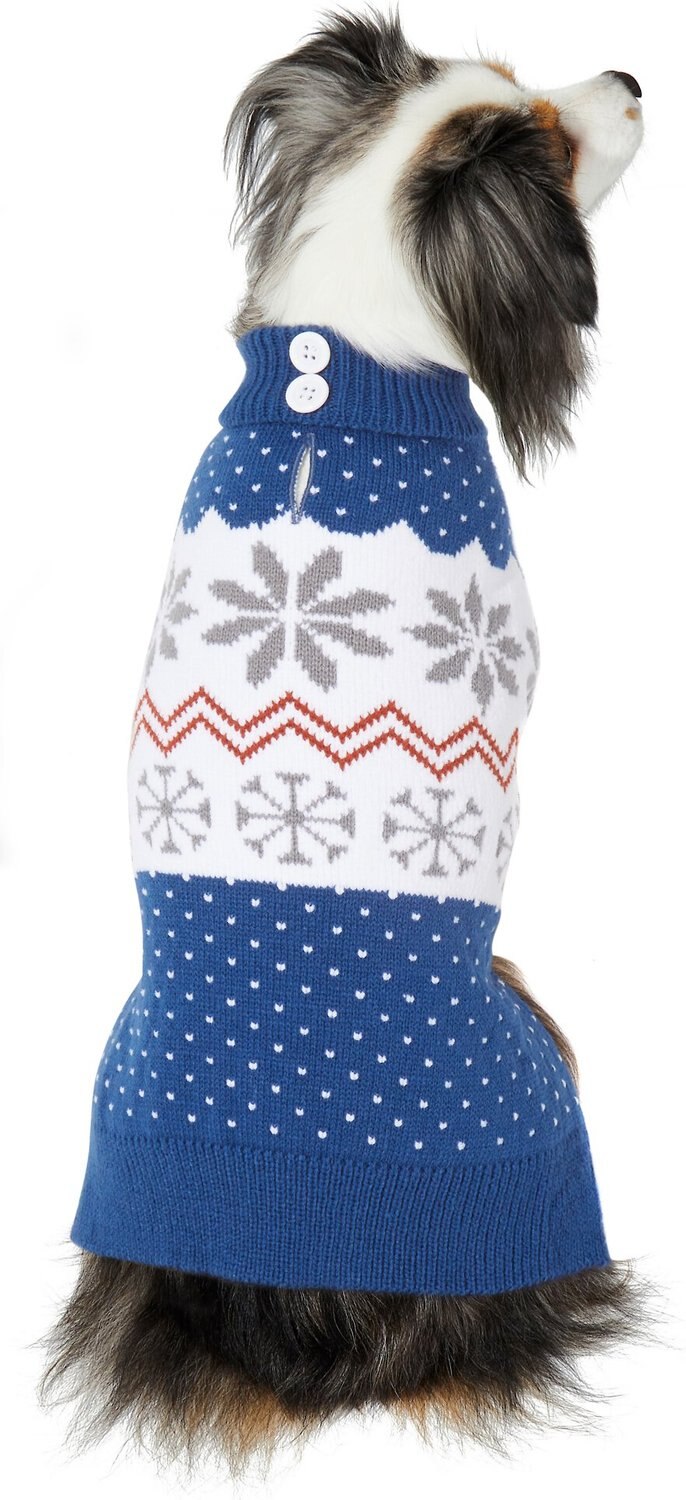 Frisco Blue Snowflake Dog & Cat Chenille-Blend Sweater