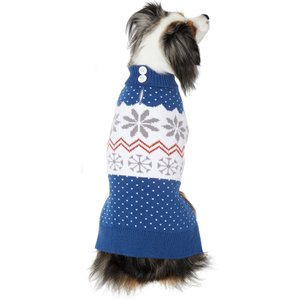 Frisco Blue Snowflake Dog & Cat Chenille-Blend Sweater, Large