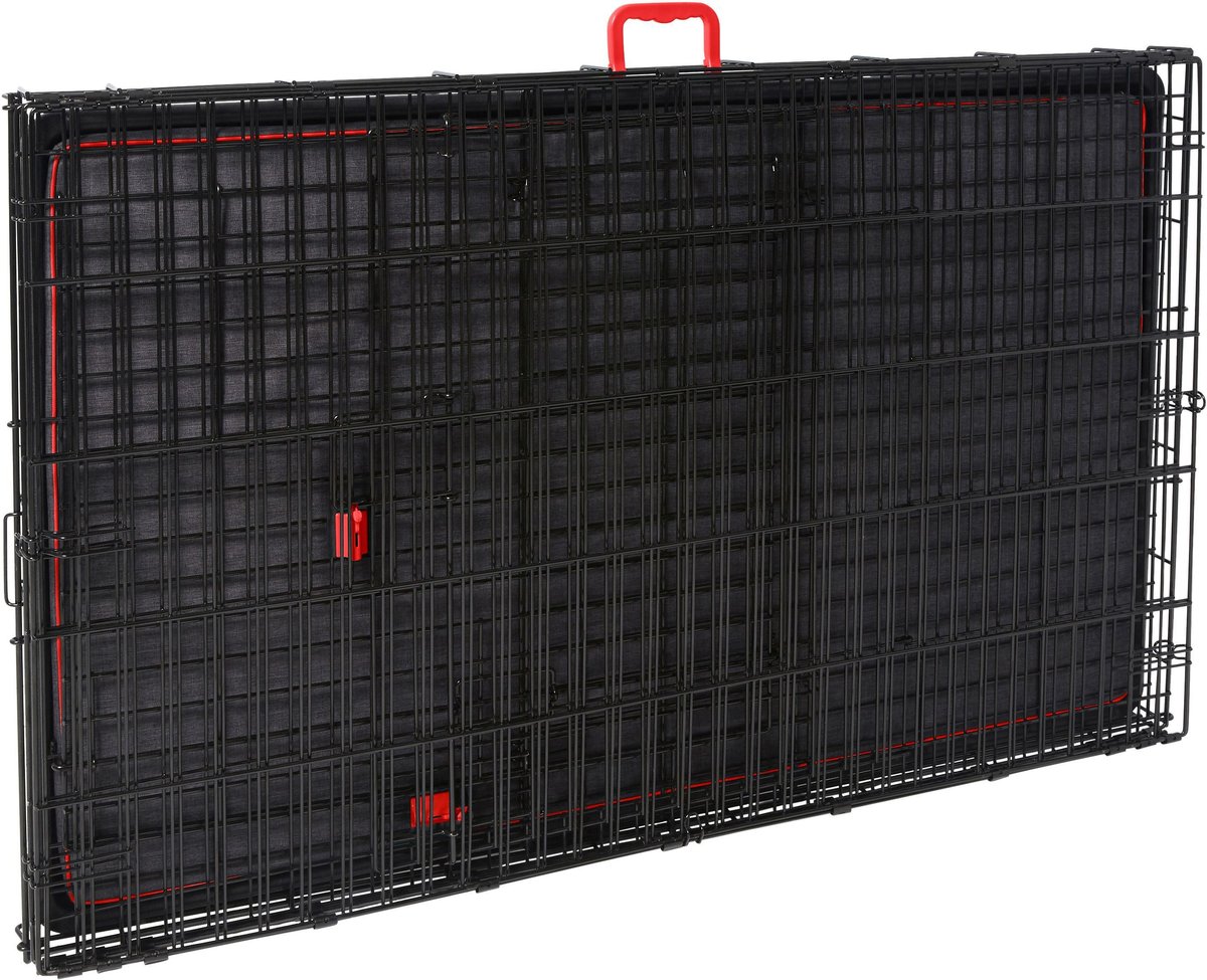 Frisco XX-Large Heavy Duty Enhanced Lock Double Door Wire Dog Crate, Fold & Carry Wire Dog Crate & Mat Kit, 54"