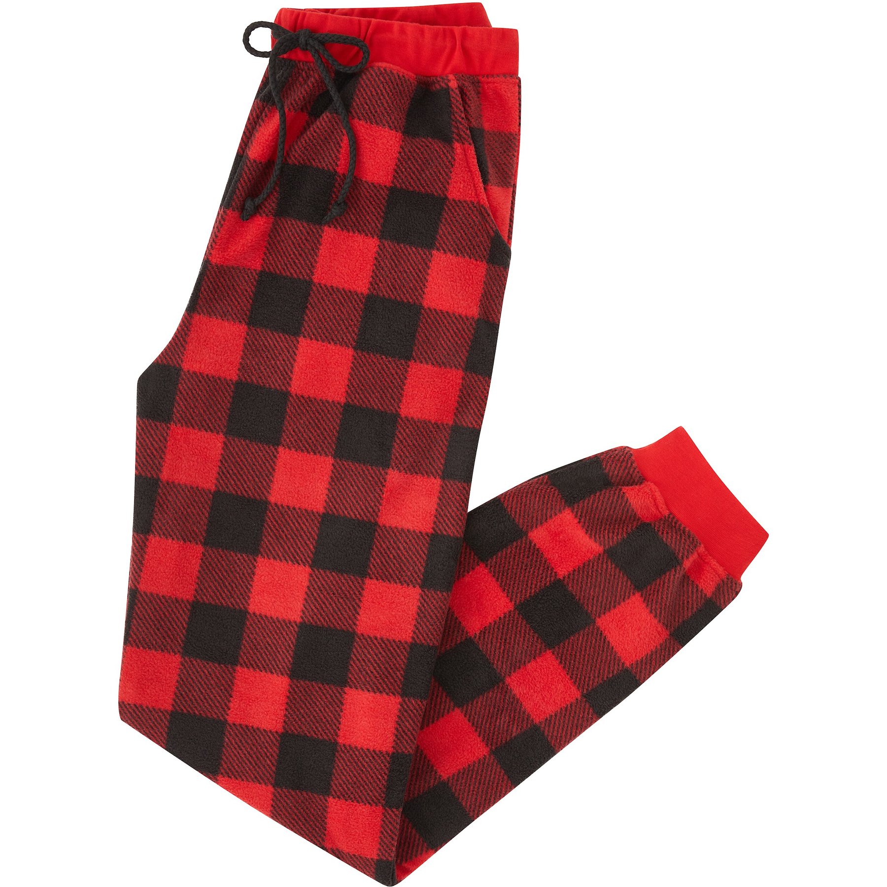 Men Red and Black Buffalo Plaid Pajama Pants, Polar Fleece Christmas Pajama  Pants with Pockets, Waistband Cord