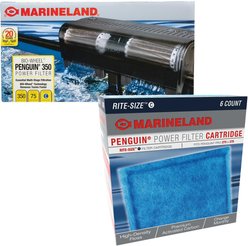 Marineland Bio-Wheel Penguin Aquarium Power Filter, 75-gal & Marineland Bio-Wheel Penguin Rite-Size C Filter Cartridge, 6 count