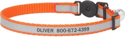 Frisco Polyester Personalized Reflective Cat Collar with Bell, Orange, 8 to 12-in neck, 3/8-in wide