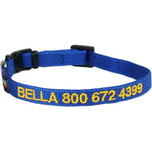 GoTags Small Font Personalized Dog Collar, Blue, X-Small