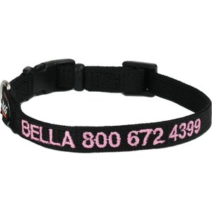 GoTags Small Font Personalized Dog Collar, Black, X-Small
