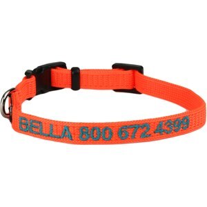 GoTags Small Font Personalized Dog Collar, Orange, X-Small