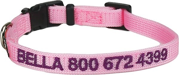 GoTags Small Font Personalized Dog Collar, Pink, X-Small slide 1 of 5